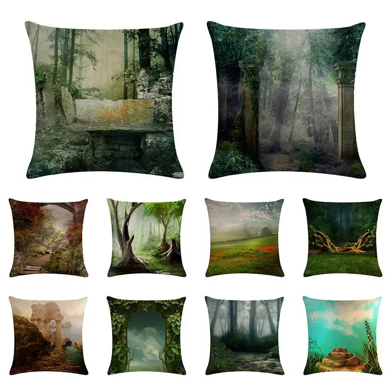 

18*18 ''фантазийный лес пейзаж картина маслом красивая сказка хорошая наволочка диванная Подушка Чехол 1468