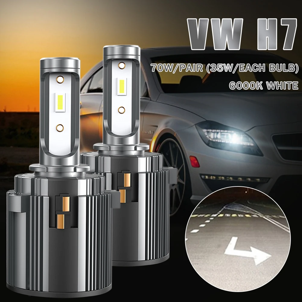 

2pcs H7 70W LED Headlight Kit Canbus Error Free Lamp 14000LM 6000K White Fit for Volkswagen for Mercedes-Benz