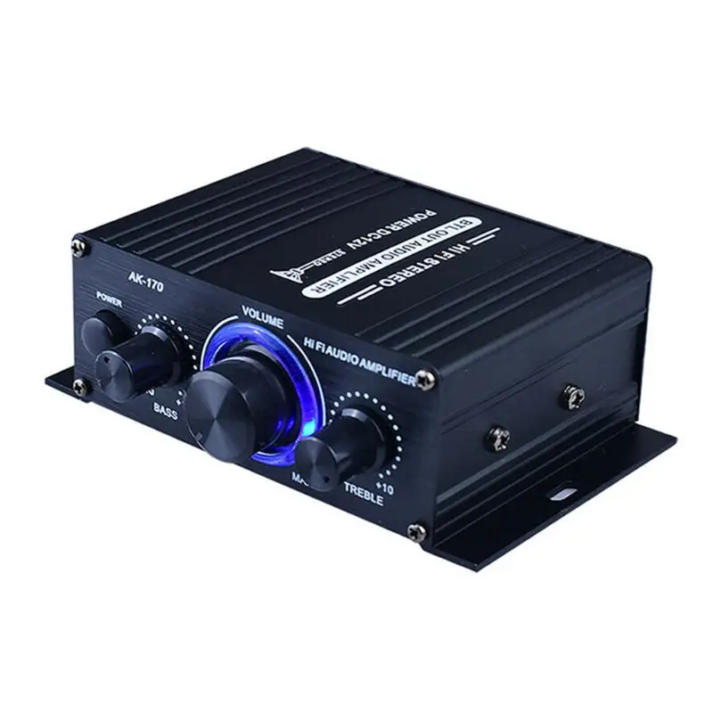 400 Вт DC12V двухканальный мини HIFI AUX усилитель мощности для AK 170 с сисветодиодный