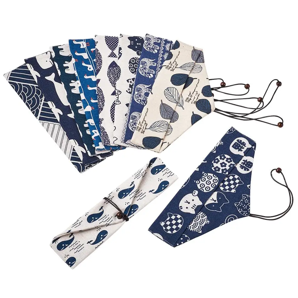 

10pcs/set Reusable Drinking Straw Chopstick Portable Tableware Chopsticks Spoon Bag Cloth Cutlery Storage Bag Mixed Color
