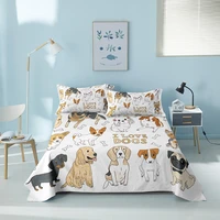 cute pet dog bed sheet luxury cozy bed flat sheet set 3d cartoon printed sheets with pillowcase king queen bedspread home decor