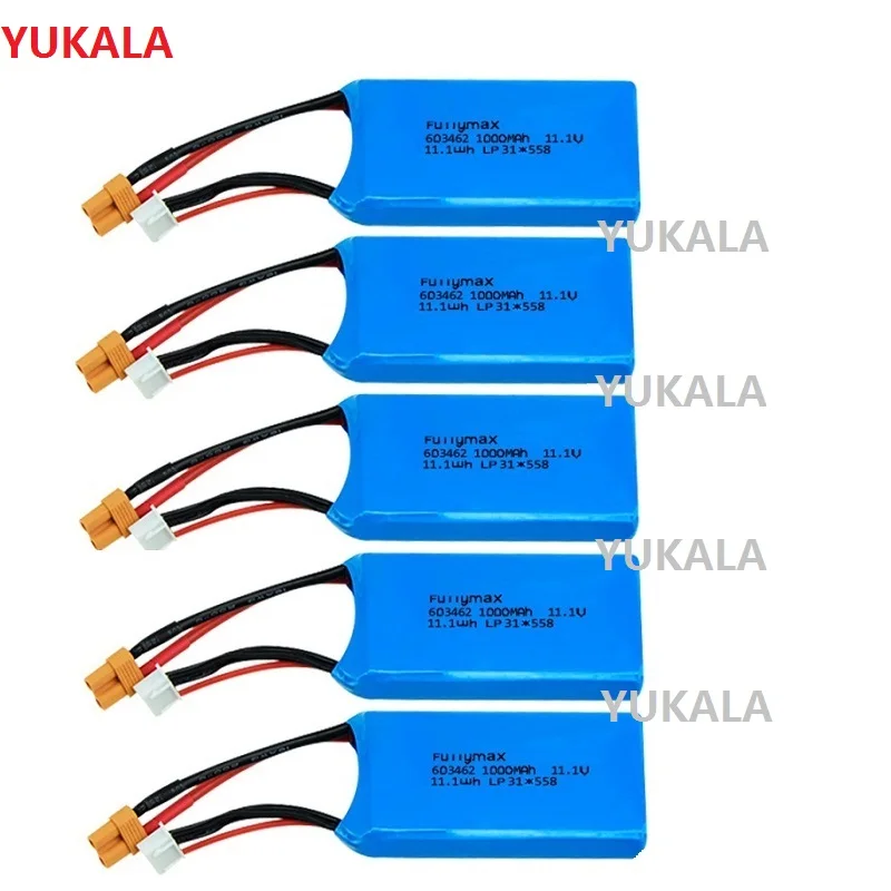 YUKALA 11 1 В 1000 мАч Lipo батарея 3s для XK X450 FPV RC Дрон запасные части Аксессуары