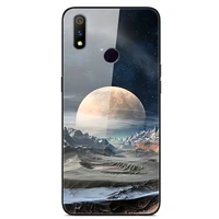 for realme 3 phone case tempered glass case back cover with black silicone bumper series 2