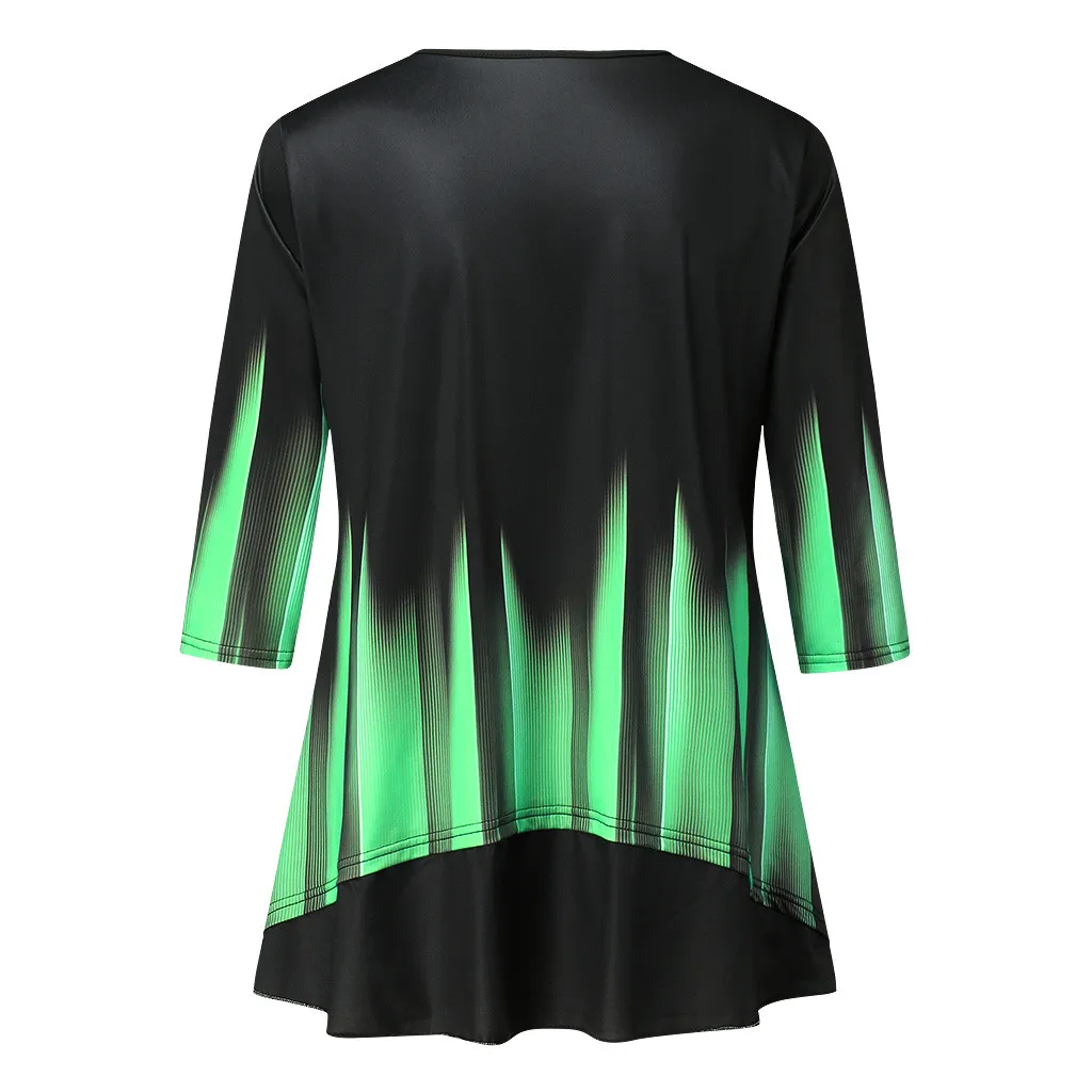 Женская футболка с круглым вырезом KANCOOLD Повседневная градиентным принтом весна