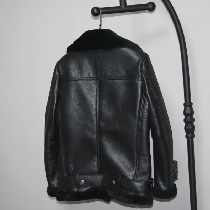 Роскошная байкерская куртка свободного кроя с поясом Женское зимнее толстое