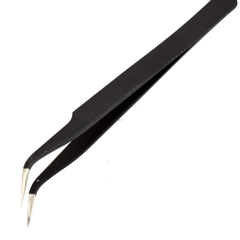 Pinzas de sujeción de artesanía negra, pinzas de acero al carbono de alta precisión, pinzas curvadas DIY, ESD-15/ESD-14