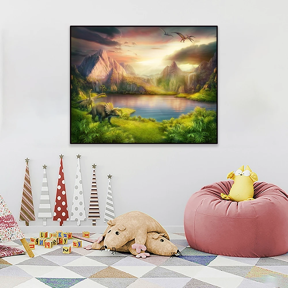 Jurassic World Landscape Poster Wall Art Canvas Painting Modern Living Room Office Decoration Posters And Prints Picture Decor | Дом и сад