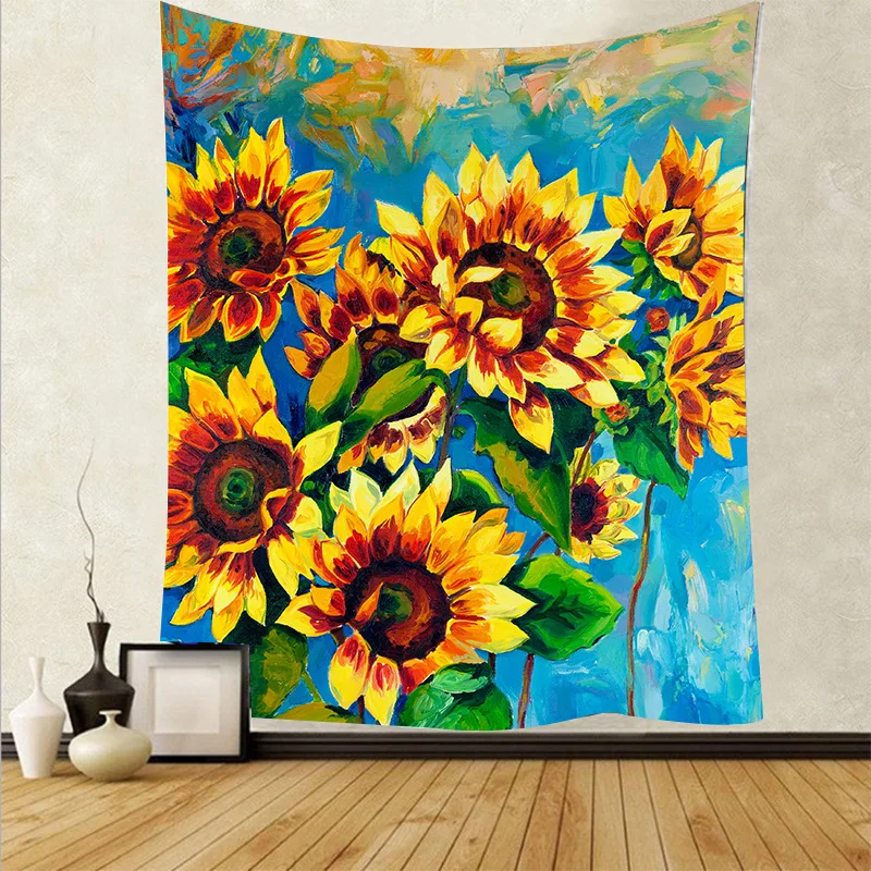 Гобелен в виде подсолнуха Aggcual настенное украшение пасторальном стиле пейзаж