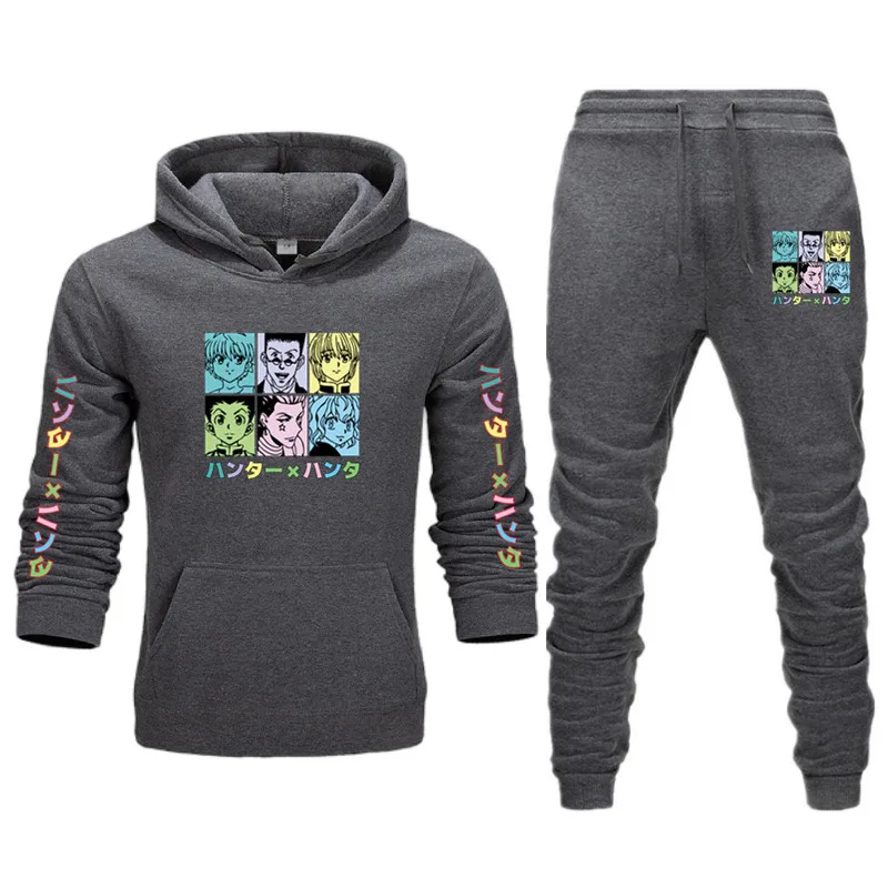 

New Men Hoodies Suit Hunter X Hunter KilluaTracksuit Sweatshirt Suit Fleece Hoodie+Sweat pants Jogging Homme Pullover 3XL