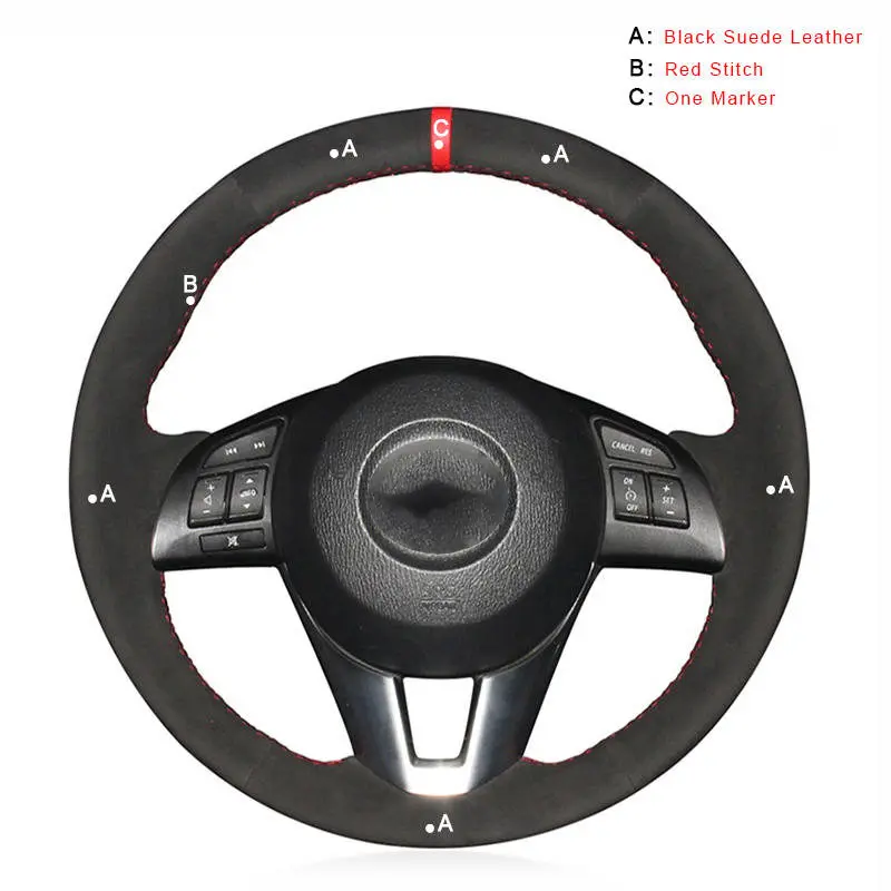 Suede Leather Автомобильная оплетка на руле для Mazda 3 Axela Mazda 6 Atenza Mazda 2 CX-3 CX-5 Scion iA DIY Авто оплетка крышки - Название цвета: Suede Leather