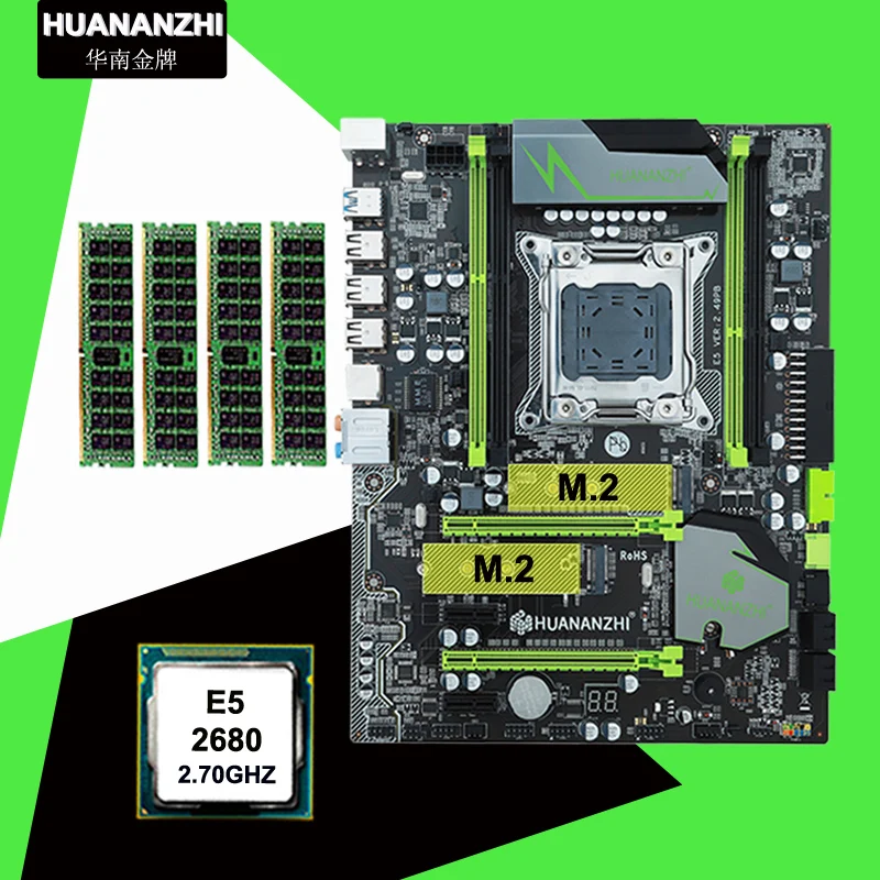 Материнская плата бренда HUANAN ZHI X79 с SSD M.2 процессор Xeon E5 2680 C2 SR0KH 2 7 ГГц ОЗУ 16 Гб (4*4)