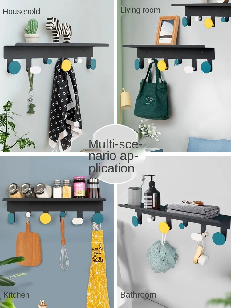 

TT Wall Shelf Hanging Door Back Storage Hook Wall Hanging Punch-Free Pannier Bag Key Sticky Hook