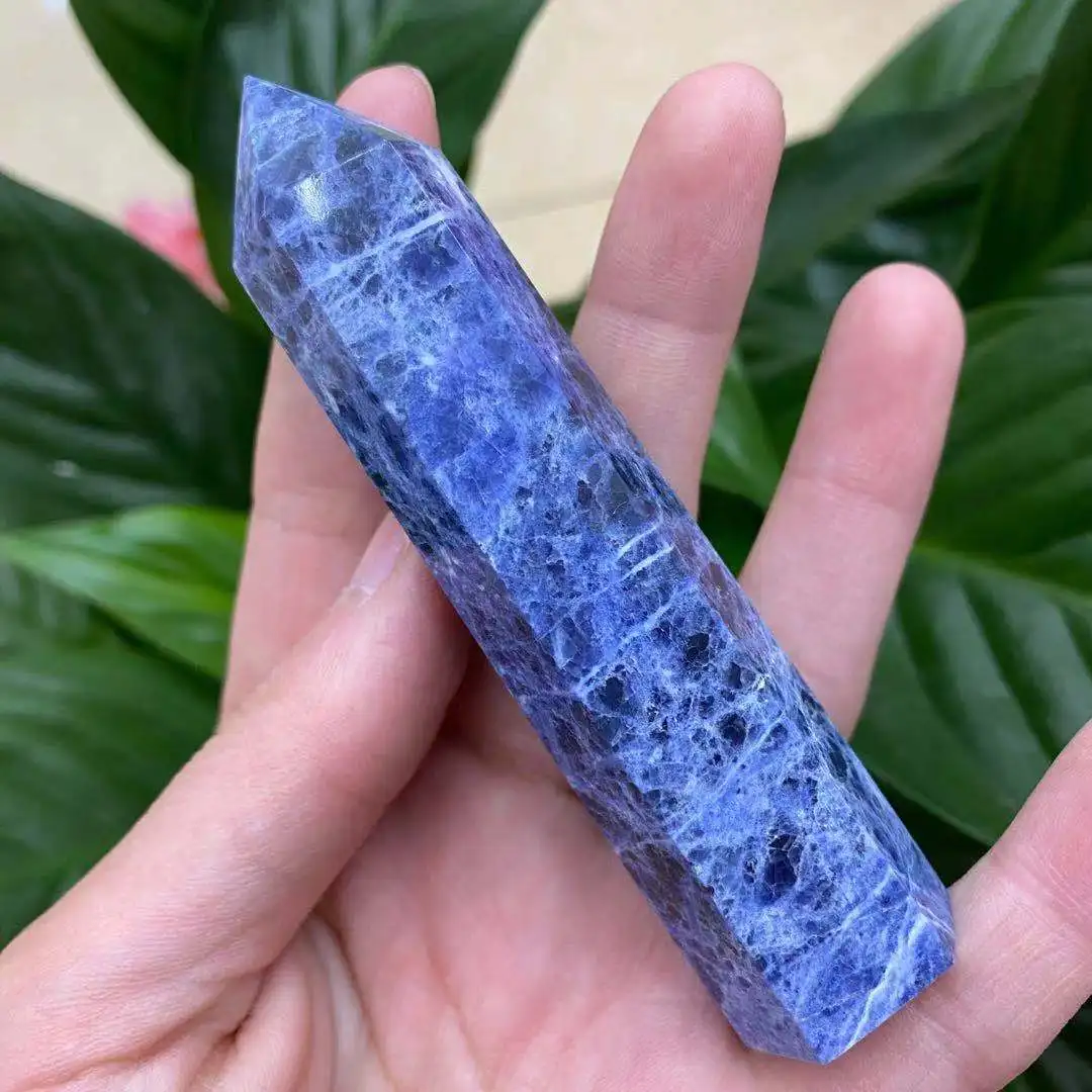 

Natural blue stone crystal spire quartz obelisk wand healing stone room decoration home furnishings gifts aquarium 8-10 cm