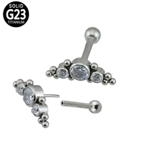 g23 titanium lip stud rings push in 3 cz blaze set clustered tribal beads tops ear cartilage tragus labret helix earring jewelry