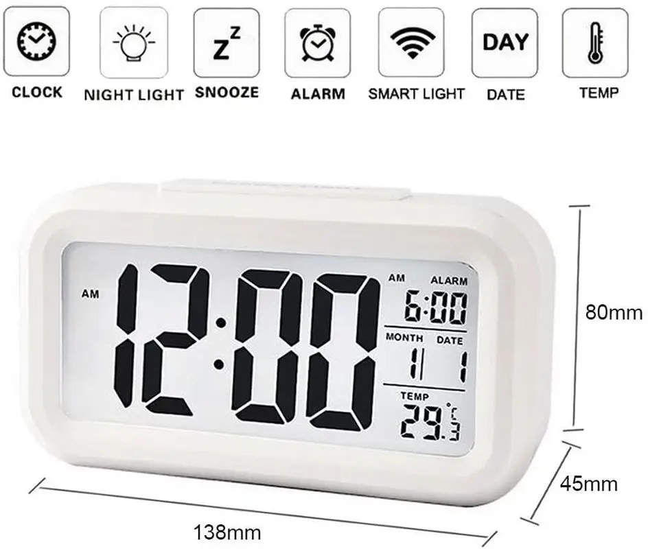 

2021 LED Digital Alarm Clock Backlight Horloge Snooze Mute Calendar Desktop Electronic Bcaklight Table Clocks Desktop Clock