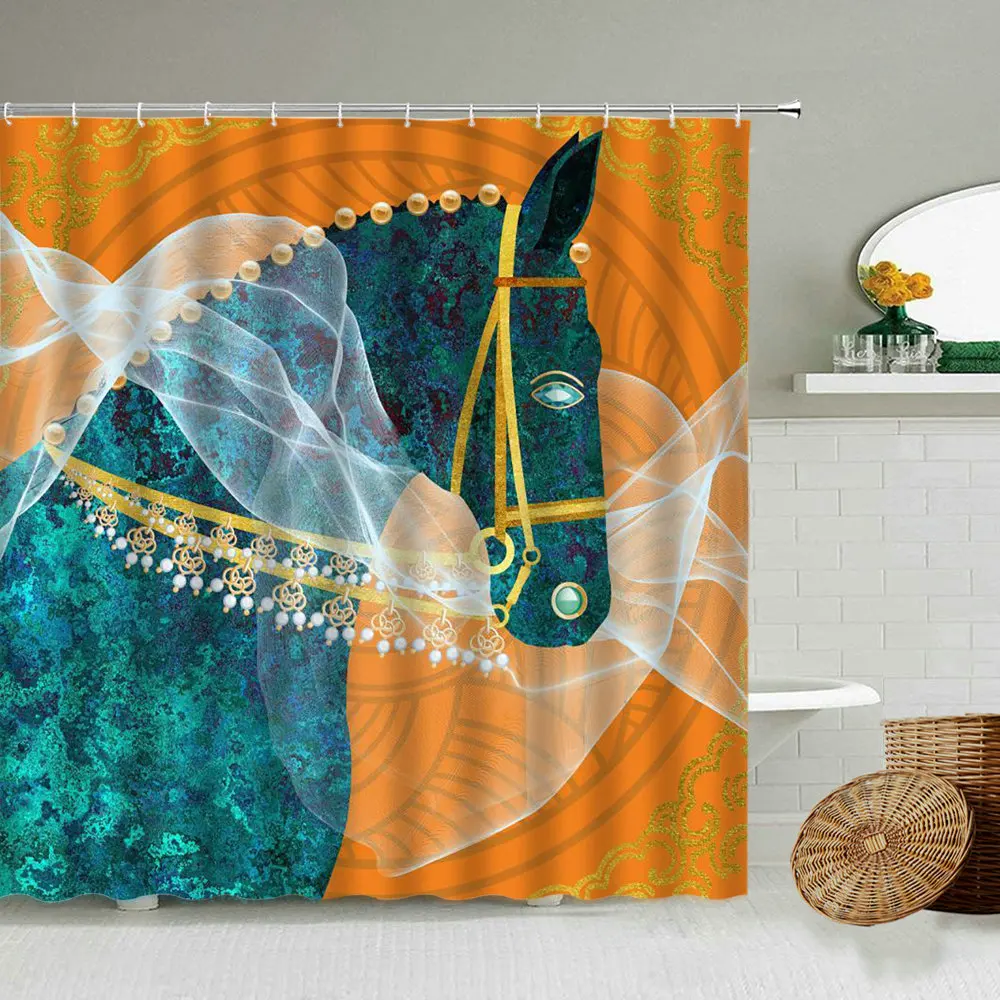 Современная Европейская и американская Ретро душевая занавеска с лошадью