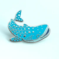 kawaii smiling whale shark enamel pin fashion cartoon marine life brooch marine environmental protection awareness badge jewelry