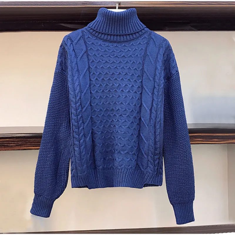 Женский вязаный комплект из 2 предметов размера плюс осенний свитер с высоким