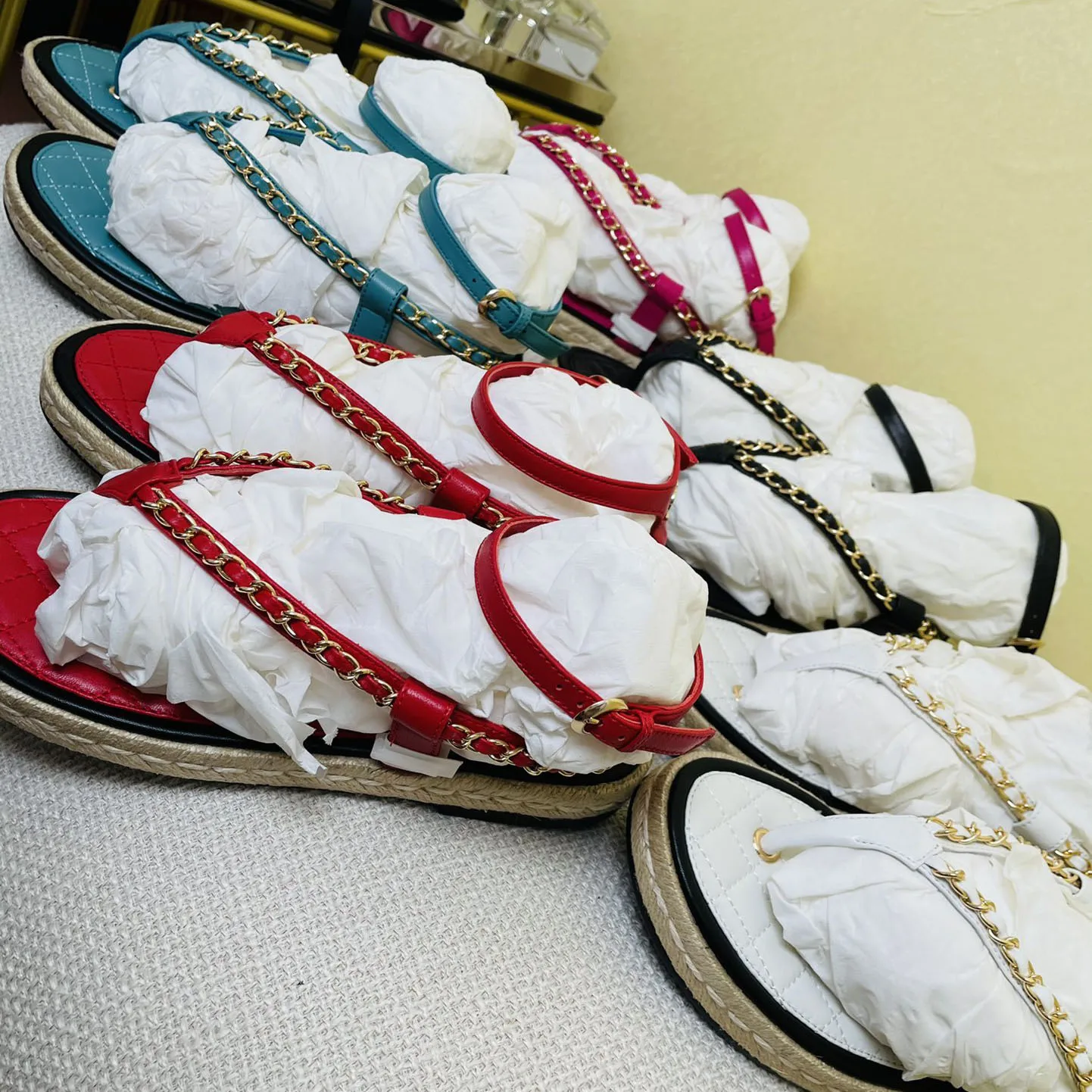 

Prowow 2021Women Sandals Fisherman Shoes Chain Decor Women Shoes Genuine Leather Flip-Flop Sandals Ankle Strap Sandals For Women