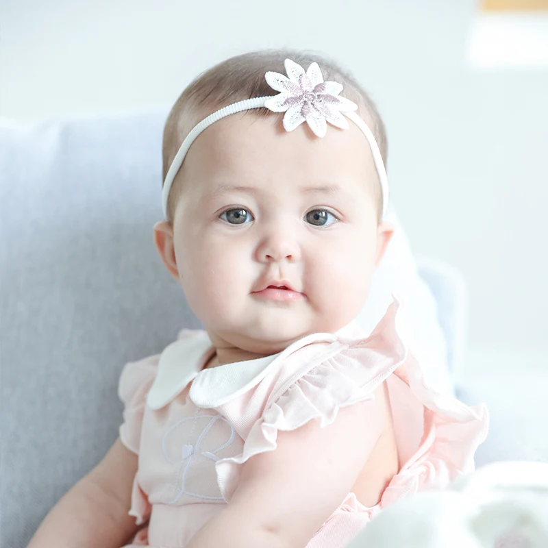 Тюрбан для маленьких девочек Изысканная повязка на голову с цветами фиолетовые