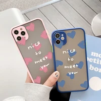 phone case heart for iphone 12 11 13 pro max x xs max xr 6s 8 7 plus matte hard shockproof nice to meet you couple back cover
