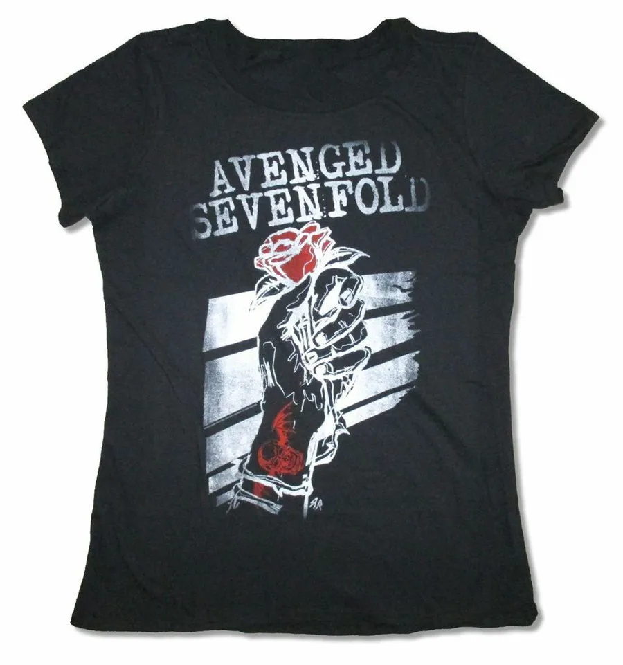 Avenged Sevenfold/черная футболка для девочек с розами в руке Новая модная классическом