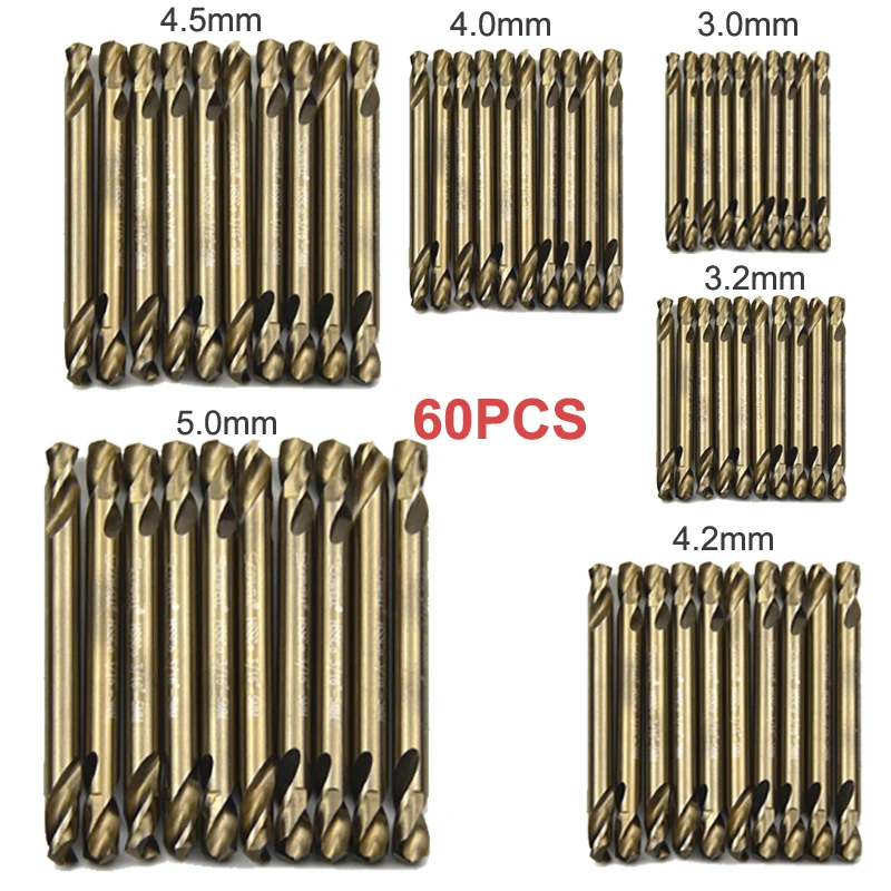 

30% Off 60pcs HSS M35 Double Ended Drill Bit DIY Tools Spiral Jobber Drill Bits Cobalt Twist Drills Imperial 3mm,3.2mm,4mm,4.5mm