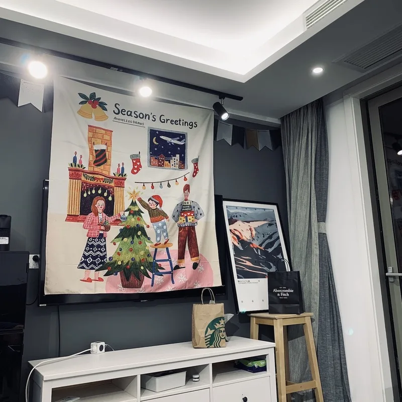 Аниме иллюстрация Рождество гобелен семья Празднование Нового года настенный