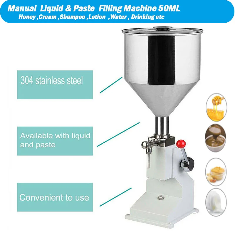 Macchina per il riempimento di alimenti macchina manuale per l'imballaggio di liquidi per erogazione di pasta inossidabile a pressione manuale 1 ~ 50ml