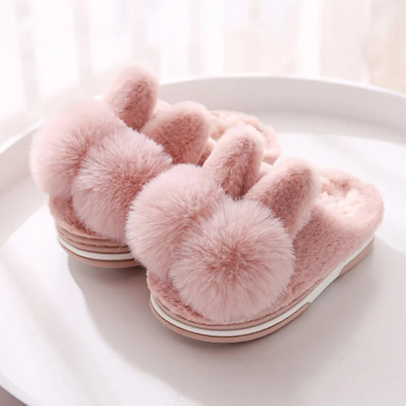 Детские зимние домашние тапочки с бантом детские для маленьких девочек
