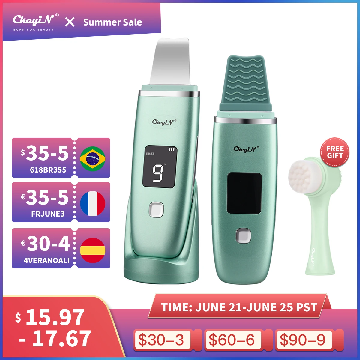 CkeyiN ультразвуковой скруббер для кожи шпатель лица очиститель глубокое очищение