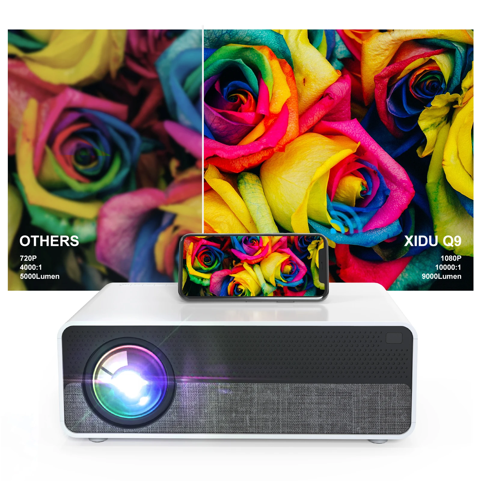 Светодиодный проектор XIDU Full HD 1080P для домашнего кинотеатра Android 300 Wi-Fi Bluetooth