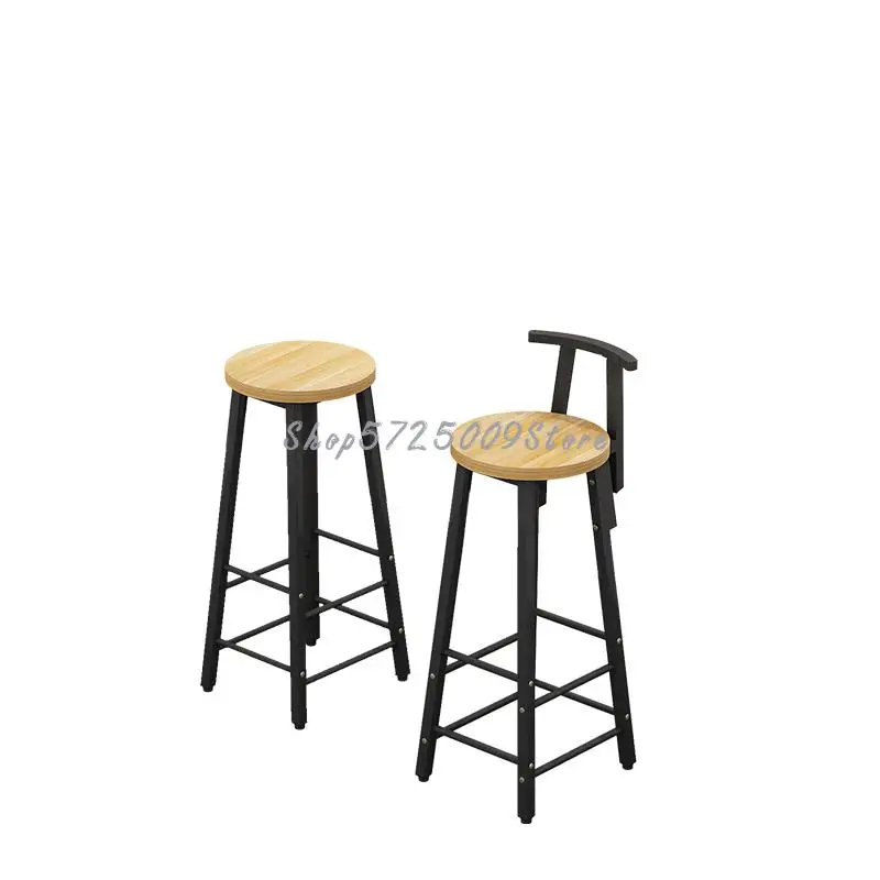 Простой барный стул стальной деревянный современный минималистичный высокий