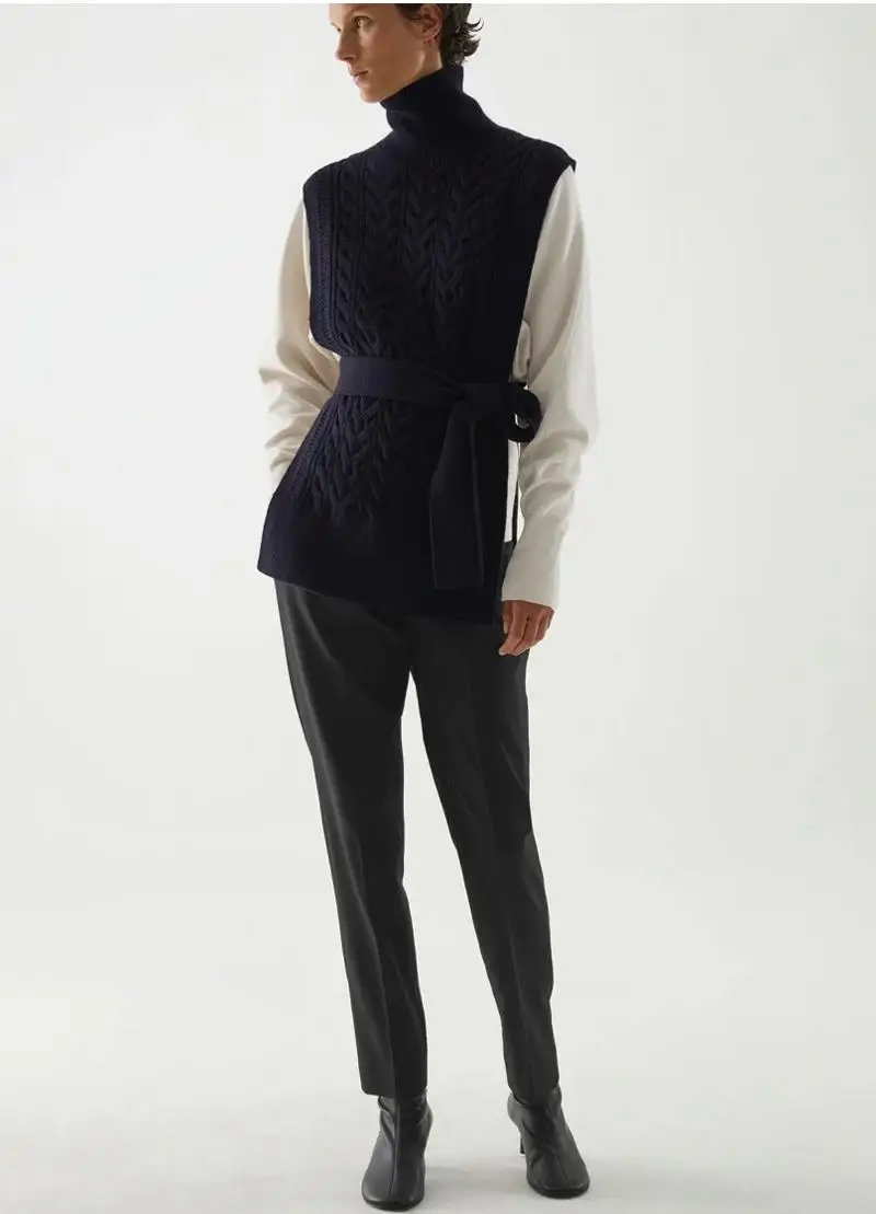 

Women Tops 2021 Autumn and Winter New Temperament Layered Outer Wear Loose High Neck Lace Knitted Vest
