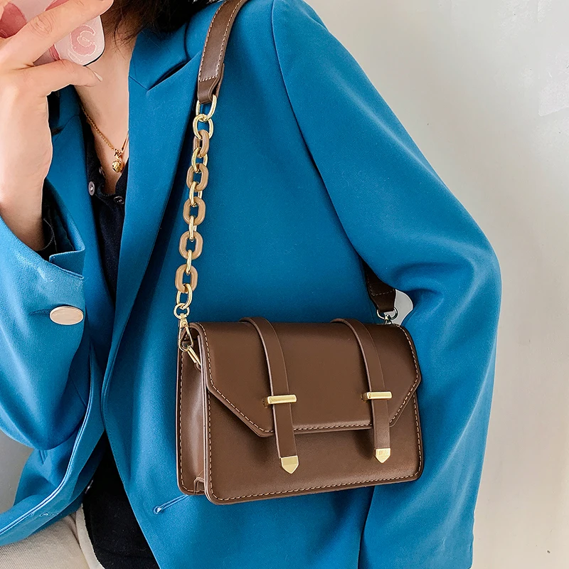 

VeryMe Fashion Leather Chain Crossbody Bags Solid Color Shoulder Pack for Women Winter New Trend Handbags сумка на плечо кожаная