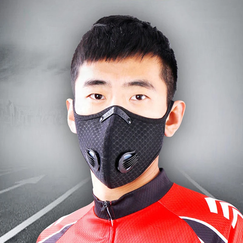 Sport Dust Masks 5 ply PM2.5 Activated Carbon Filter Double Breathing Valve Mesh Face for Cycling Shredded | Спорт и развлечения