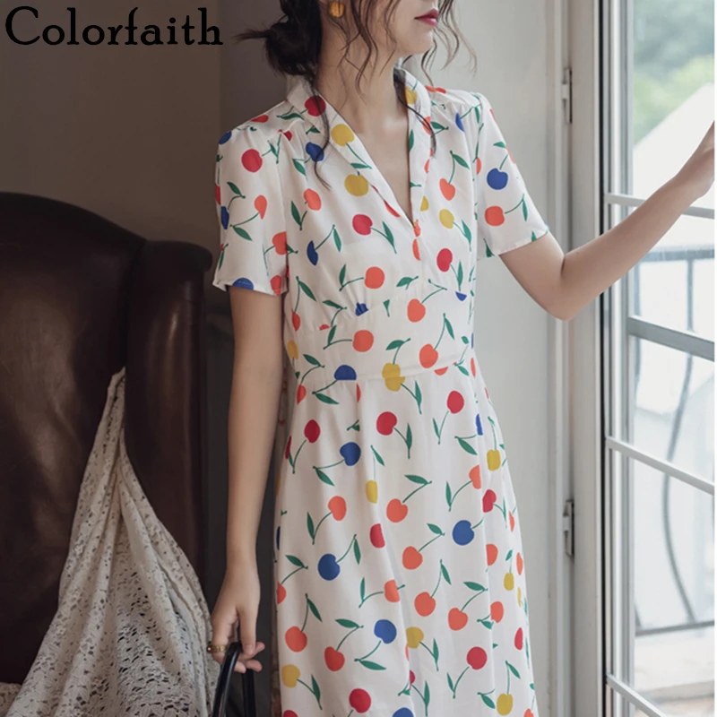 Женское шифоновое платье Colorfaith Элегантное повседневное с высокой талией