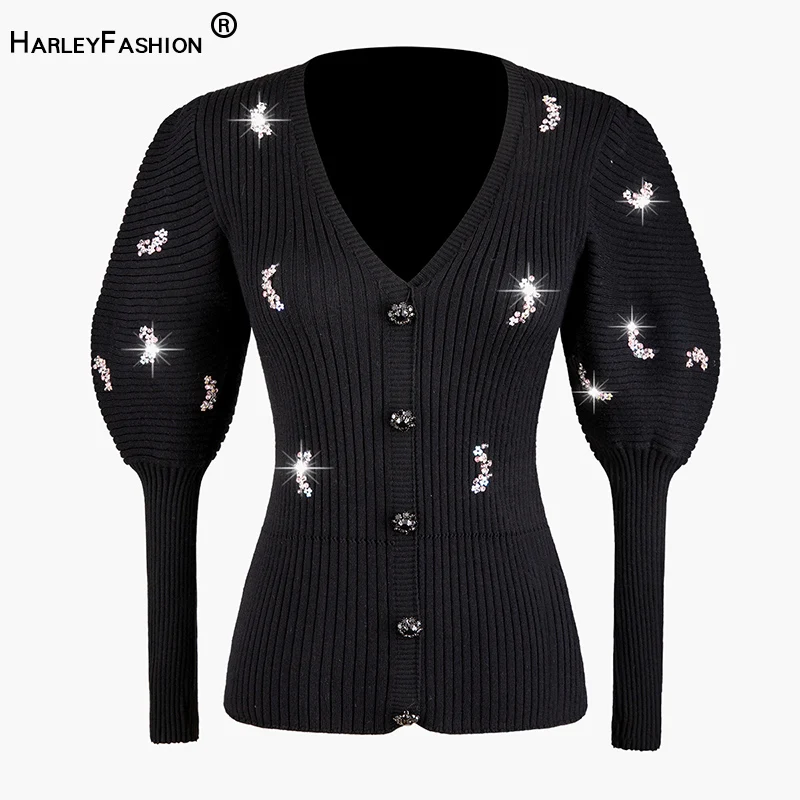 HarleyFashion женский весенний фитнес Повседневный вязанный черный свитер сексуальный