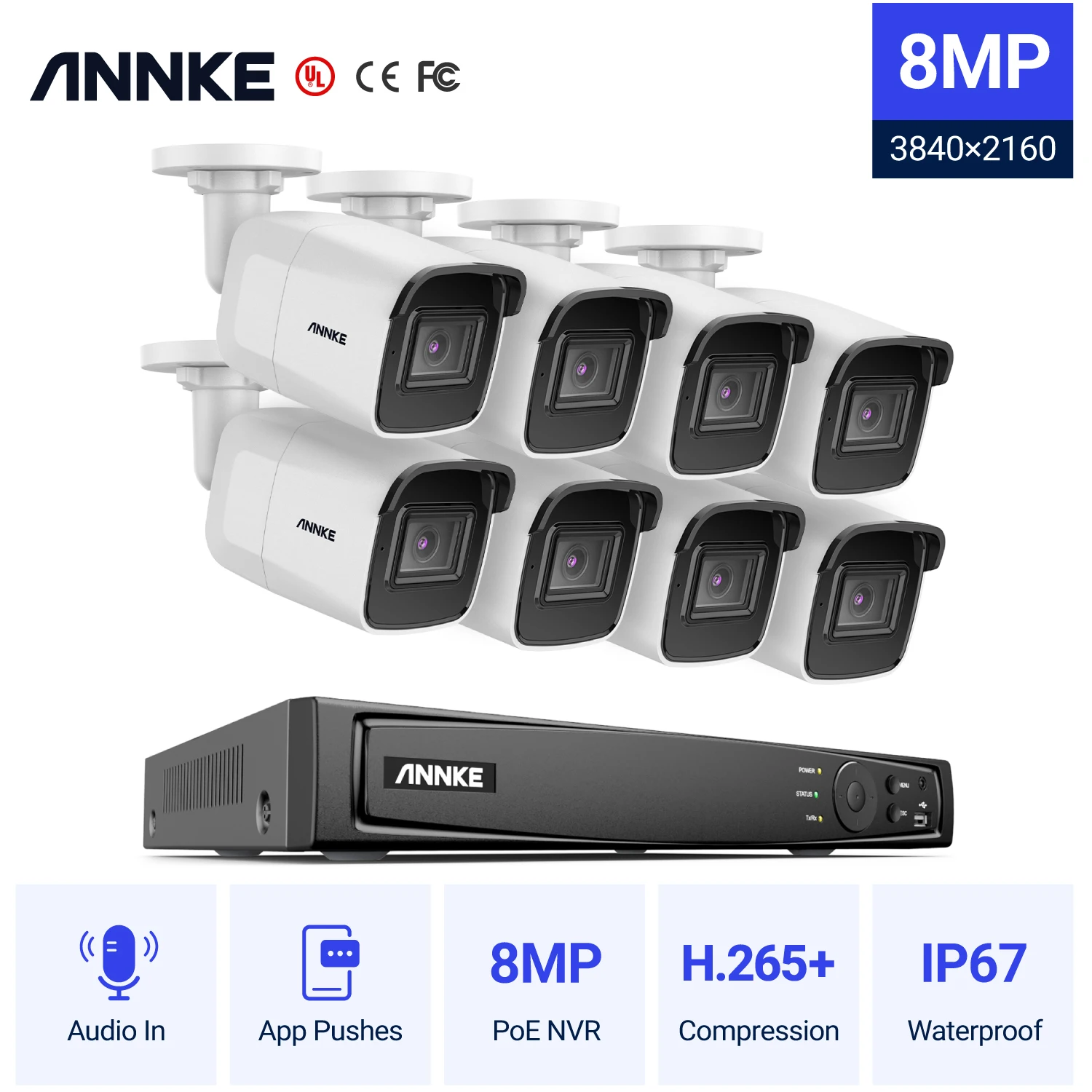 ANNKE 16CH 8MP со сверхвысоким разрешением Ultra HD POE сети видеонаблюдения Системы с 8 шт. 4K
