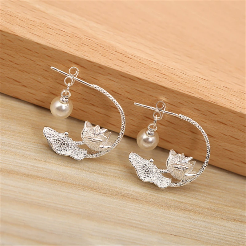 Серьги-гвоздики в этническом стиле с жемчугом лотоса | Украшения и аксессуары