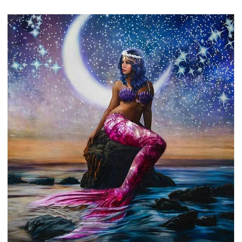5D Diy Алмазная картина Русалка вышитая бисером камни в форме ромба круглый дрель