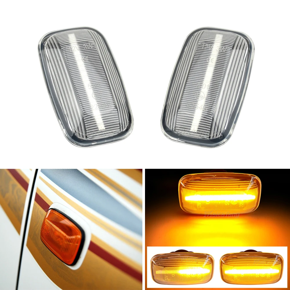 

Светодиодные динамические боковые габаритные огни указателя поворота Индикатор последовательная лампа для Toyota Landcruiser Land Cruiser 70 80 100 серий