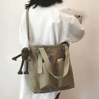 Women's Bag Shopper Simple Fashion Zipper Handbags Nylon Waterproof Solid Crossbody Large Capacity Tote Shoulder Bags For Women 2