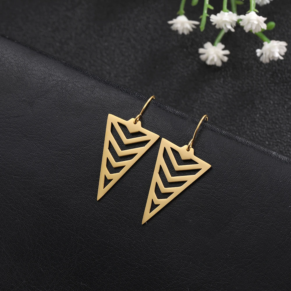 Серьги SKYRIM женские винтажные геометрические треугольные из нержавеющей стали