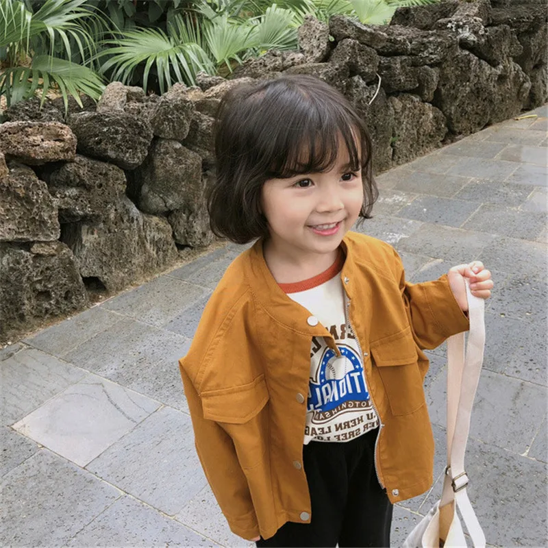 Пальто для девочек корейское дикое пальто куртка осенняя новая детская одежда