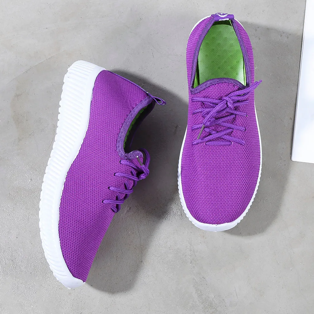 Women Sneakers Outdoor Solid Round Toe Breathable Loafers Soft Leisure Flat Running Shoes Sports Shoes Light Bottom Shoes#1007