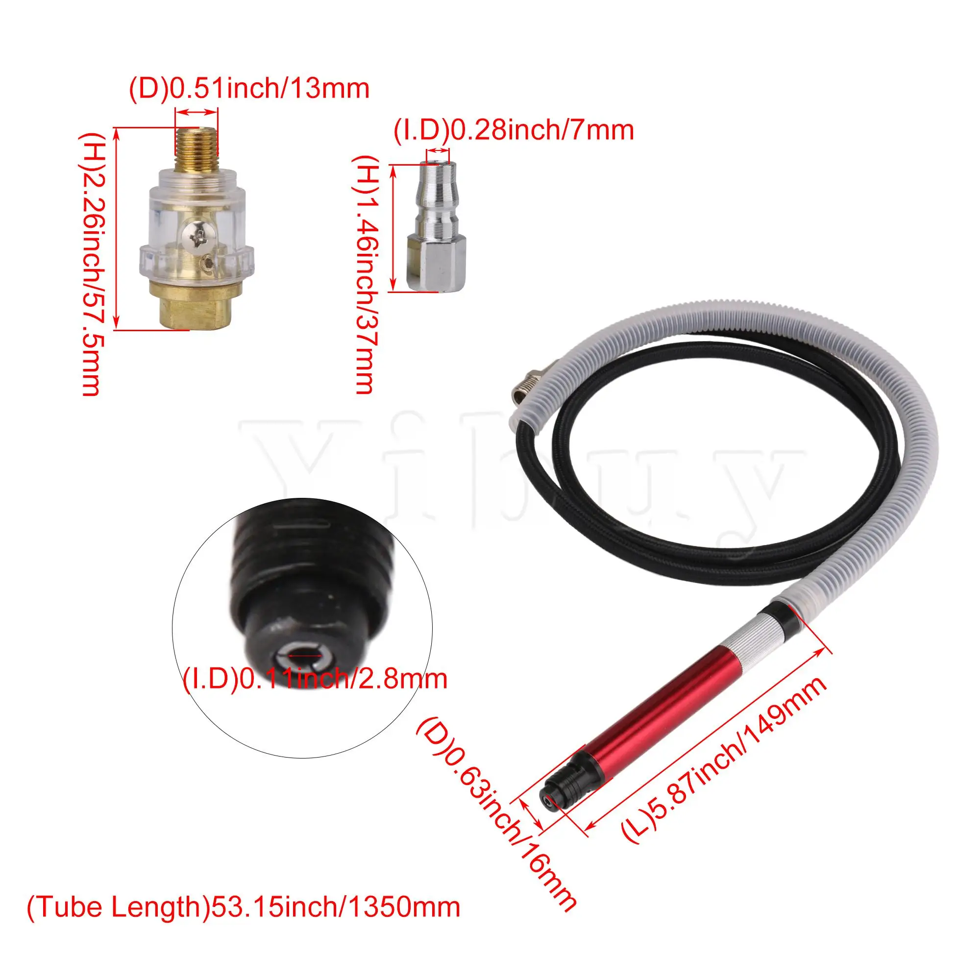 

10PCS Grinding Heads Miniature Polishing Engraving Pen Set w/ 1.35M Hose