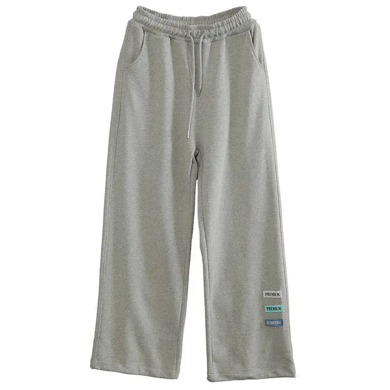 

MINGLIUSILI Plus Size Joggers Women Spring Fashion 2021 High Waist Wide Leg Pants Solid Oversize Black Casual Trousers Women