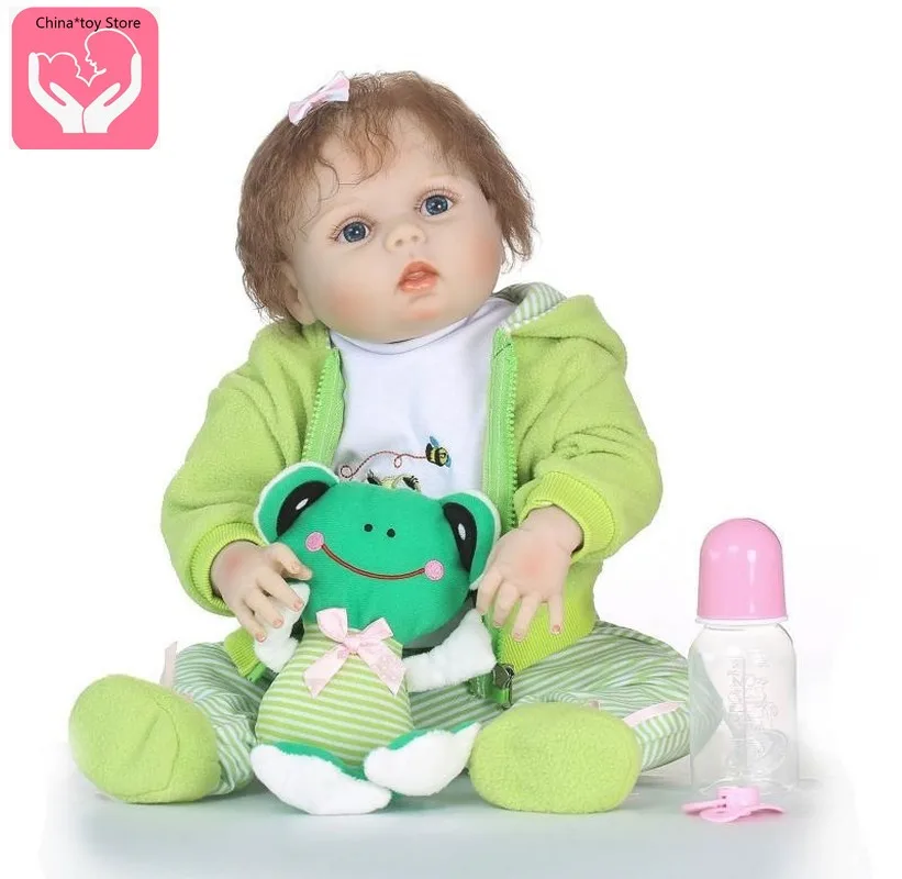 

22 Inch Silicone Simulation Baby Rebirth Doll 55cm Silicone Doll Early Education Toys To Send Clothes Toys