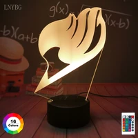 3d led nightlight anime light fairy tail logo lamp for kids child birthday gift fairy tail acrylic bedroom decor manga lamp